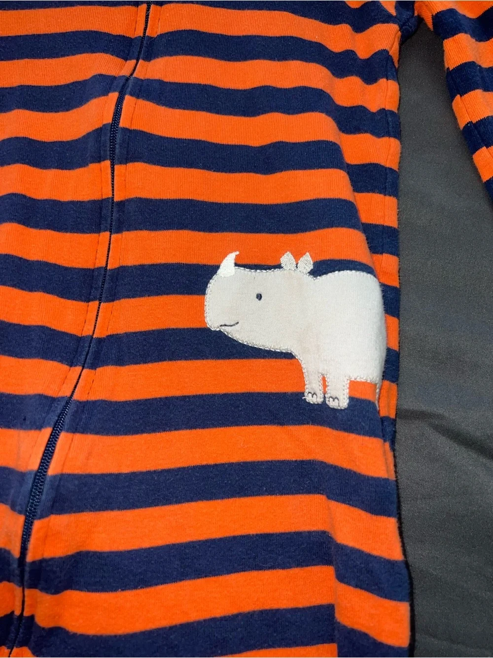 Carter's Orange and Navy Striped Footed One-Piece
